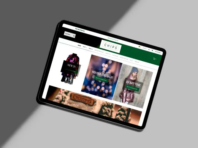 Website von Chips Fashion am Tablet